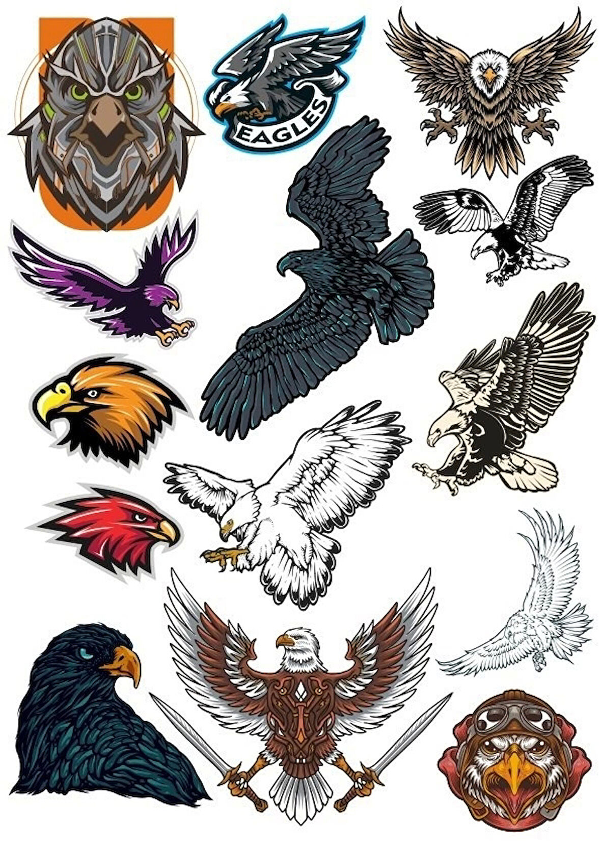 Kartal Eagle Sticker Set-3 14 Parça Telefon, Tablet, Defter, Laptop Sticker