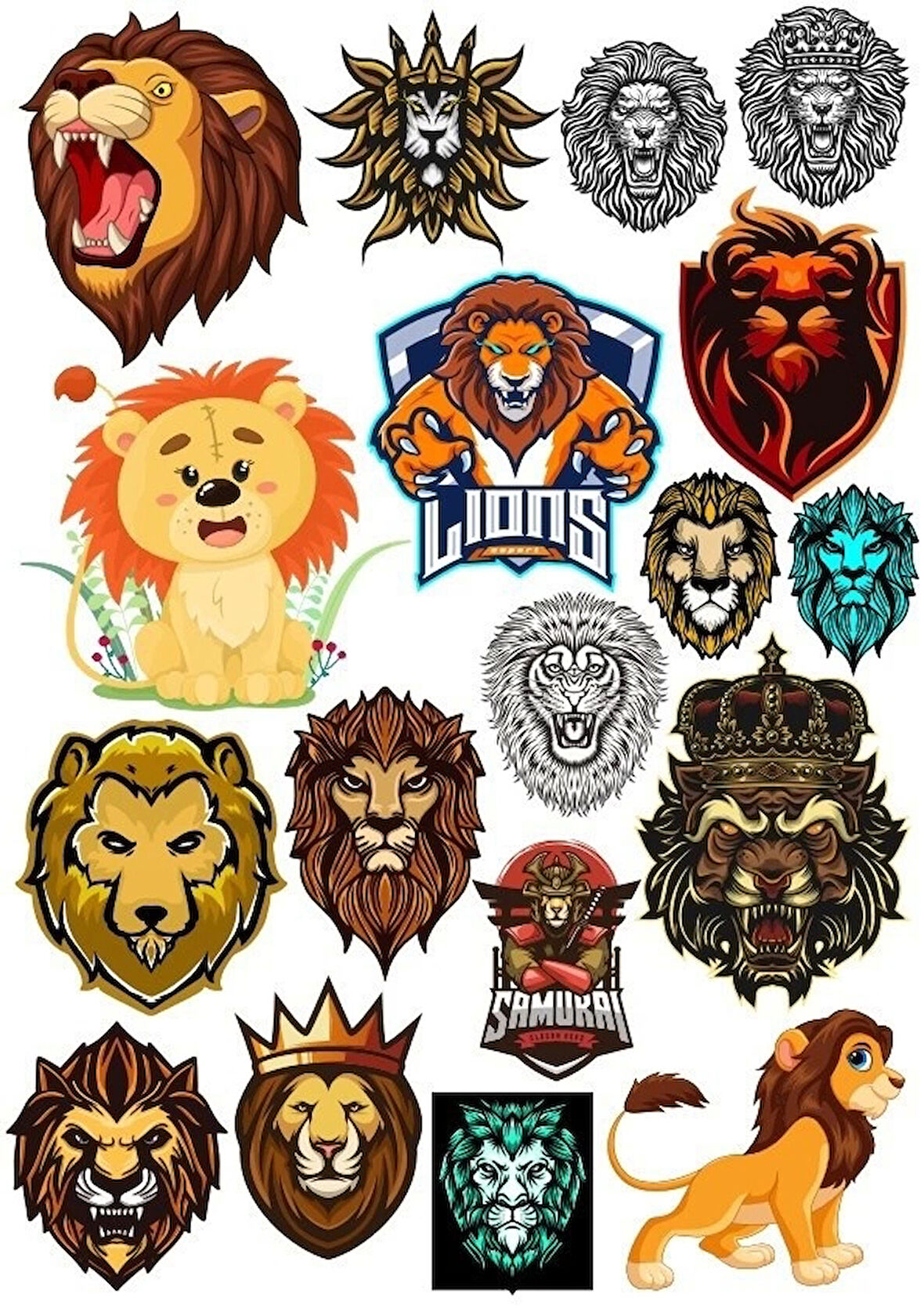 Aslanlar Lions Sticker Set-1 15 Parça Telefon, Tablet, Defter, Laptop Sticker