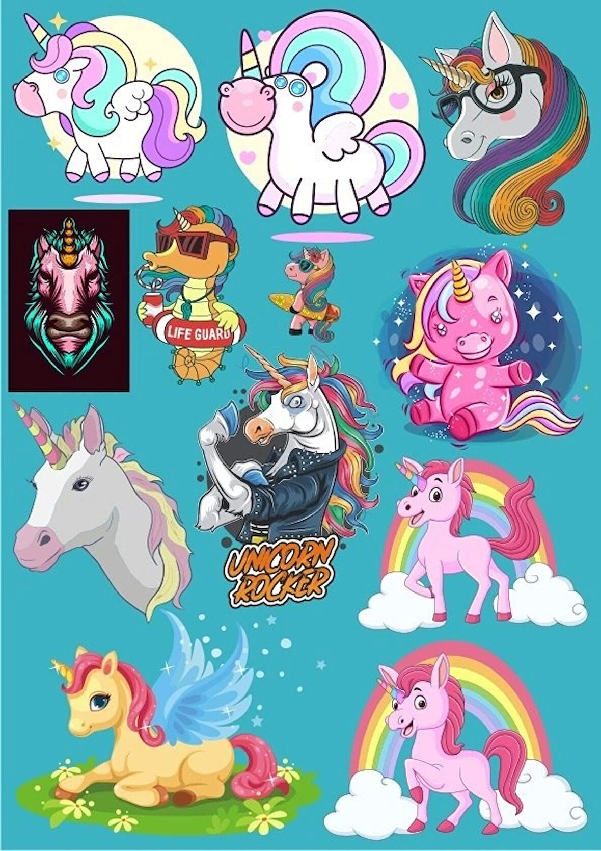 Uncorn Sticker Set-1 12 Parça Telefon, Tablet, Defter, Laptop Sticker