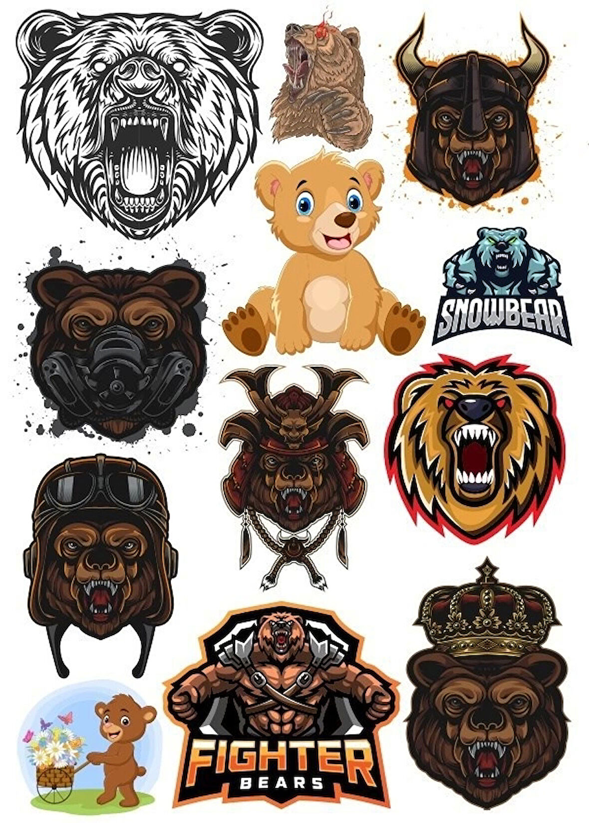 Ayı Sticker Set-9 12 Parça Telefon, Tablet, Defter, Laptop Sticker