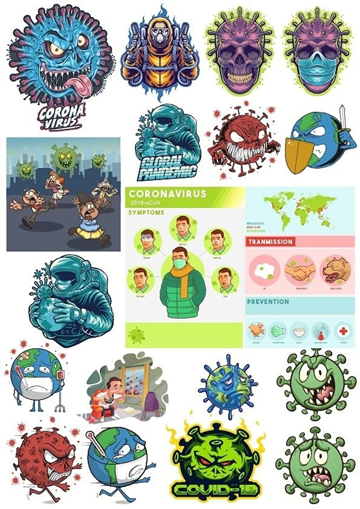 Kuru Kafa İskelet Sticker Set-8 15 Parça Telefon, Tablet, Defter, Laptop Sticker