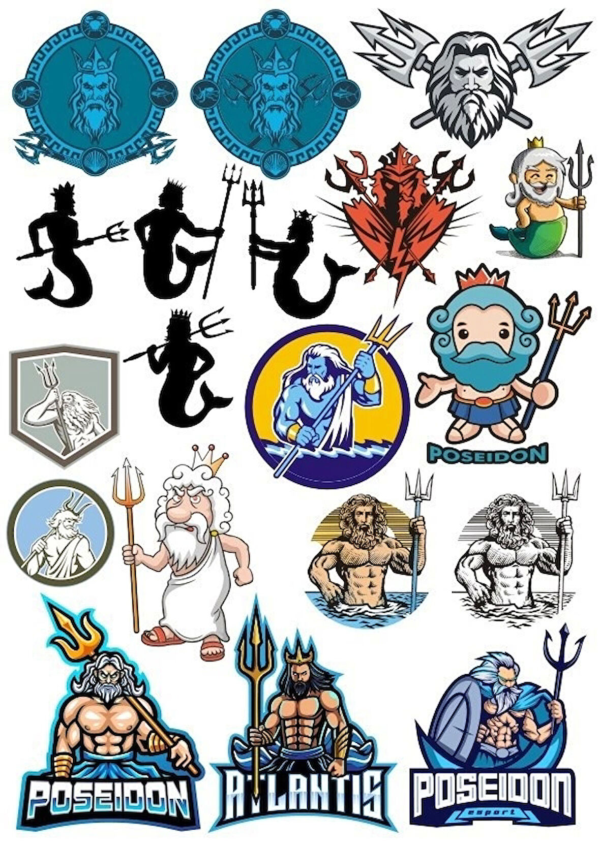 Poseidon Sticker Set-2 15 Parça Telefon, Tablet, Defter, Laptop Sticker