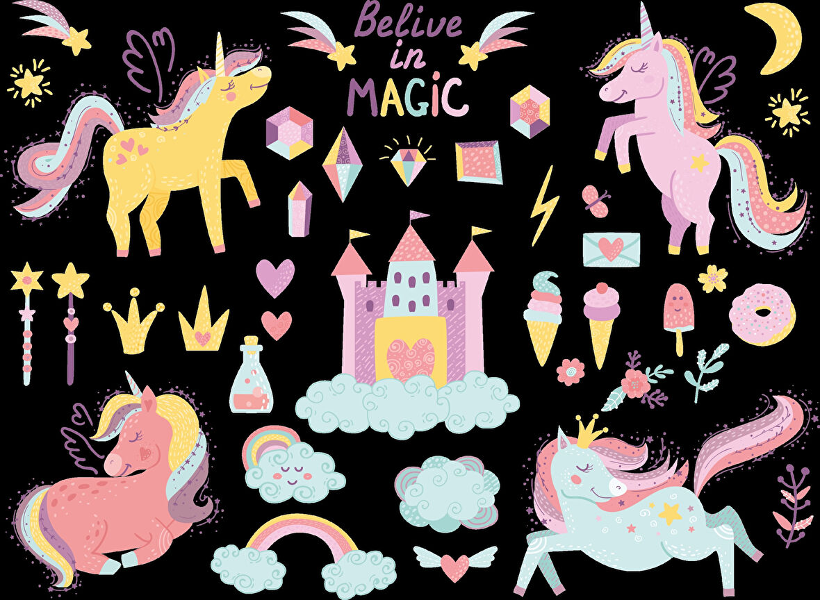 Unicorn Stciker Set-3 20 Parça Telefon, Tablet, Defter, Laptop Sticker