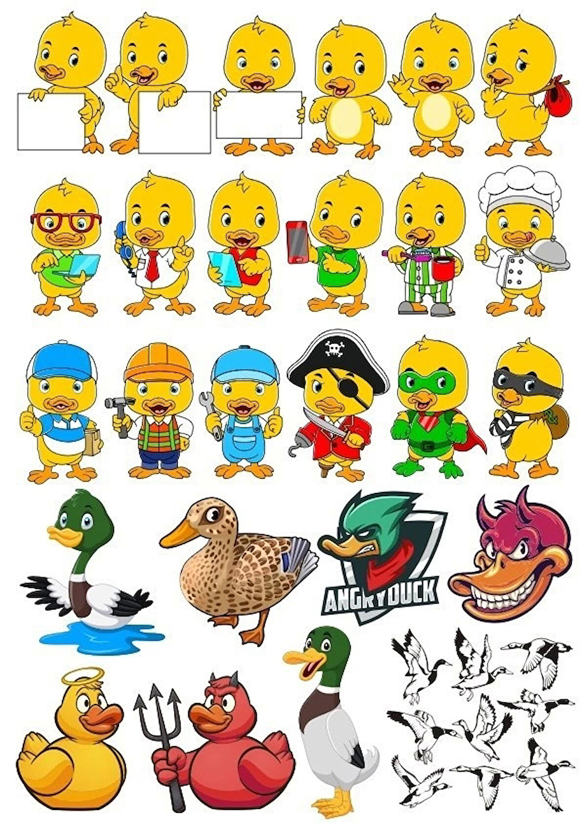 Ördek Temalı Sticker Set-3 25 Parça Telefon, Tablet, Defter, Laptop Sticker