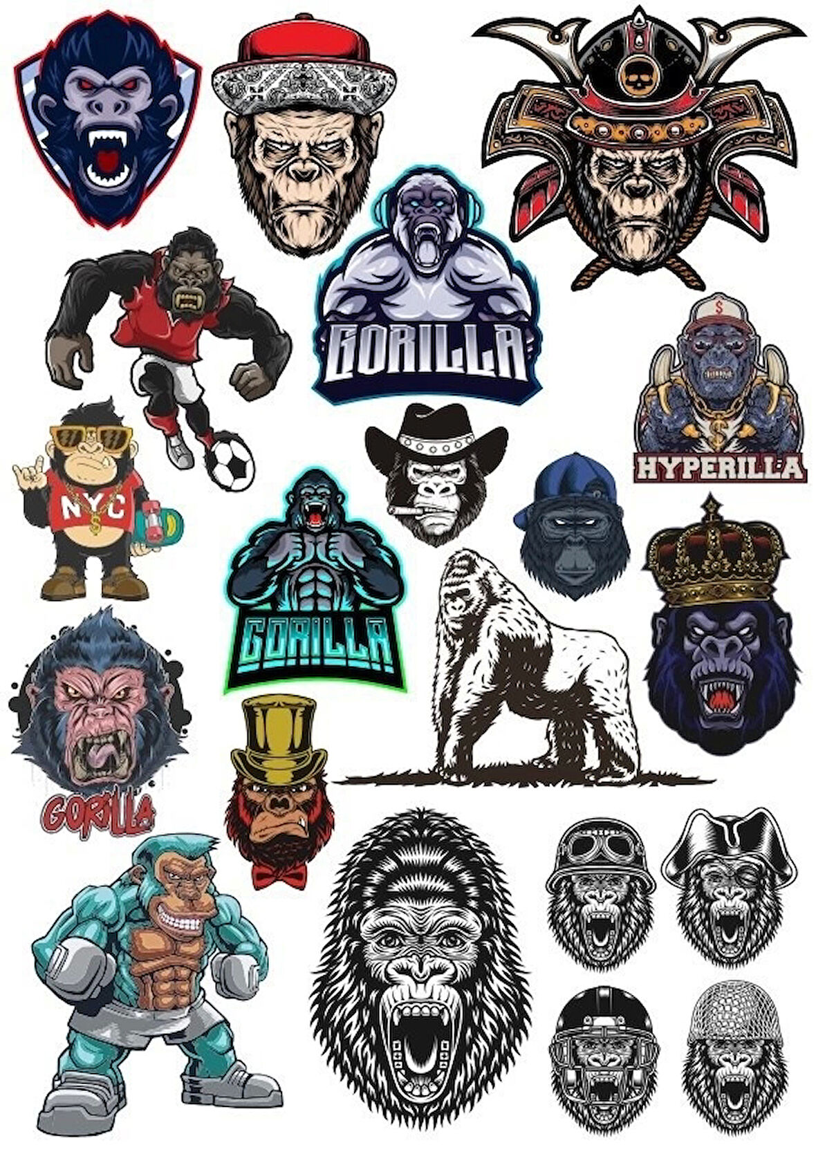 Goril Sticker Set-7 13 Parça Telefon, Tablet, Defter, Laptop Sticker