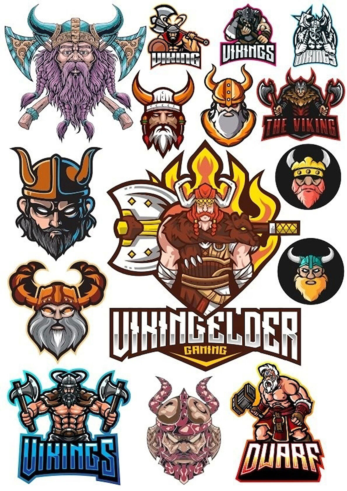Vikingler Sticker Set-1 17 Parça Telefon, Tablet, Defter, Laptop Sticker