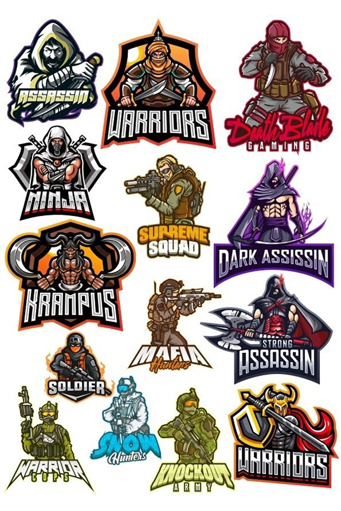 Savaşçı Sticker Set-1 14 Parça Telefon, Tablet, Defter, Laptop Sticker