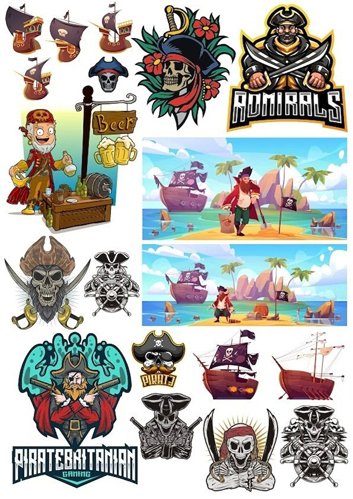 Korsan Kuru Kafa Sticker Set-3 15 Parça Telefon, Tablet, Defter, Laptop Sticker