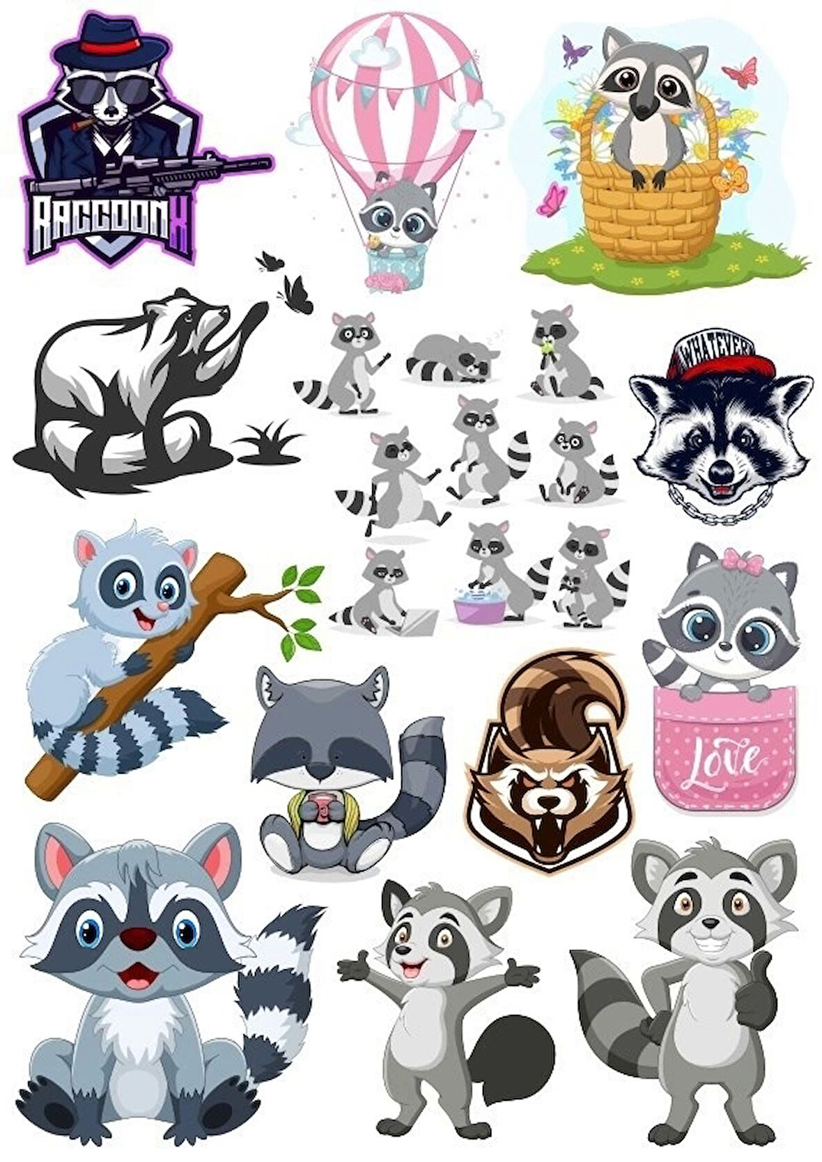 Racun Sticker Set-3 17 Parça Telefon, Tablet, Defter, Laptop Sticker