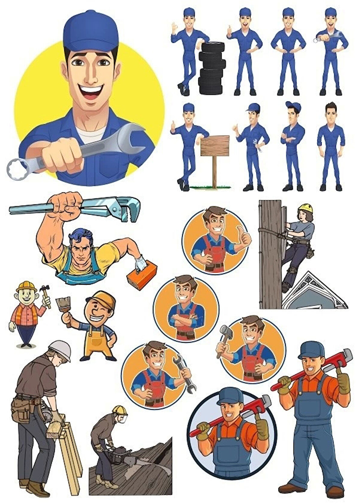 İşçi Sticker Set-1 15 Parça Telefon, Tablet, Defter, Laptop Sticker