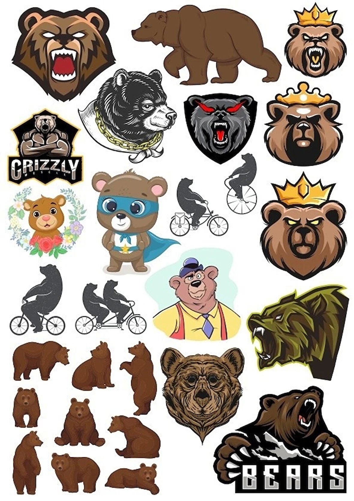 Ayı Sticker Set-10 15 Parça Telefon, Tablet, Defter, Laptop Sticker