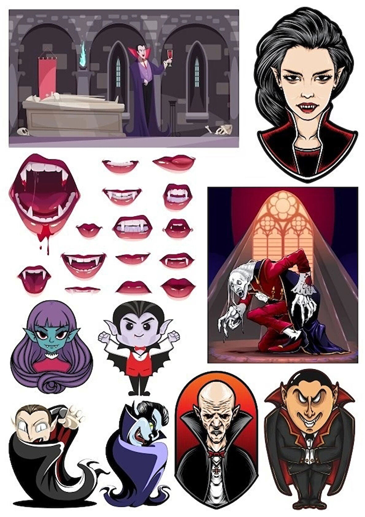 Vampir Dracula Sticker Set-1 15 Parça Telefon, Tablet, Defter, Laptop Sticker