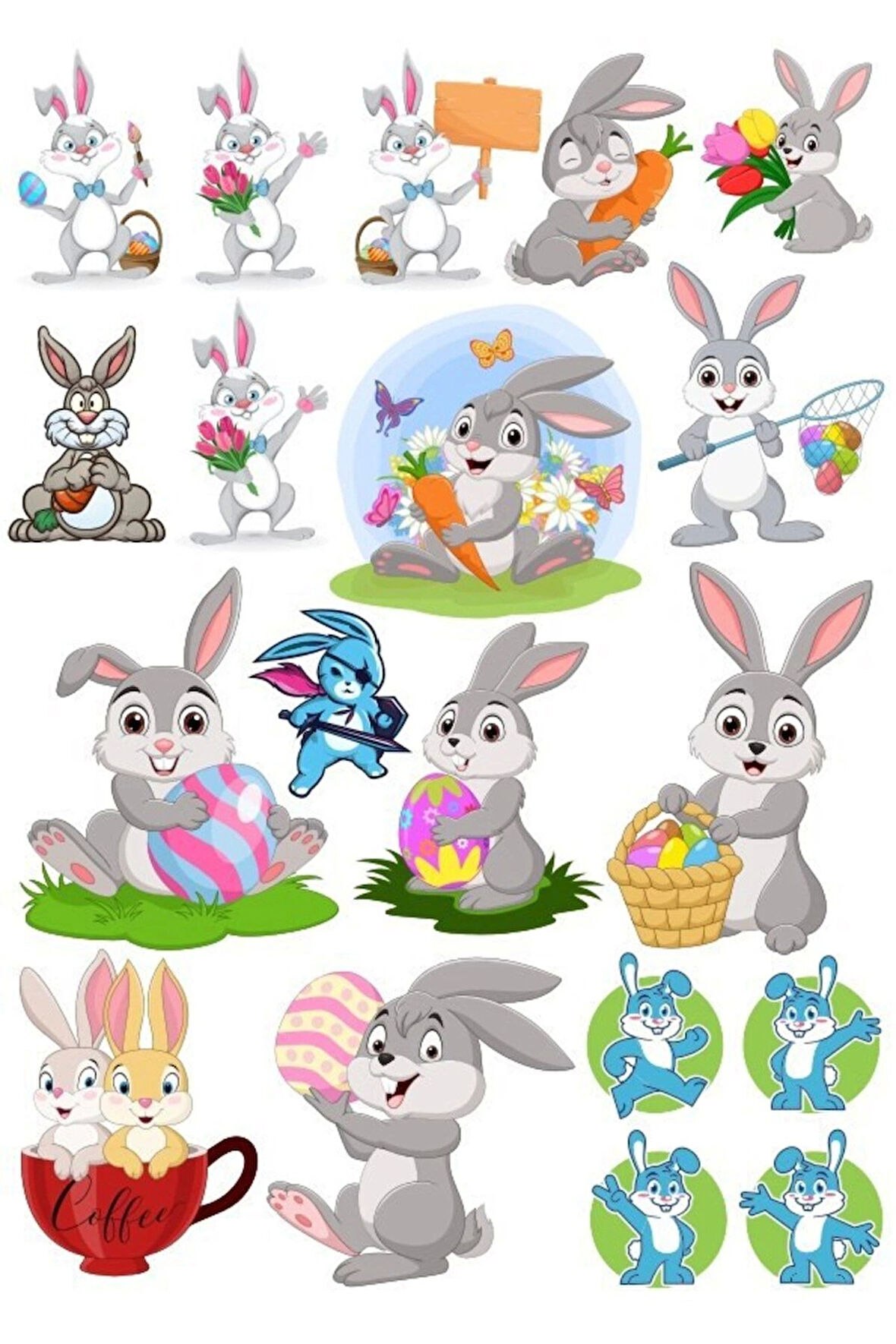 Tavşan Sticker Set-10 25 Parça Telefon, Tablet, Defter, Laptop Sticker