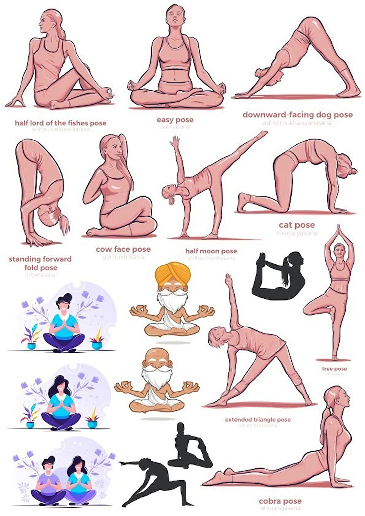 Yoga Sticker Set 13 Parça Telefon, Tablet, Defter, Laptop Sticker