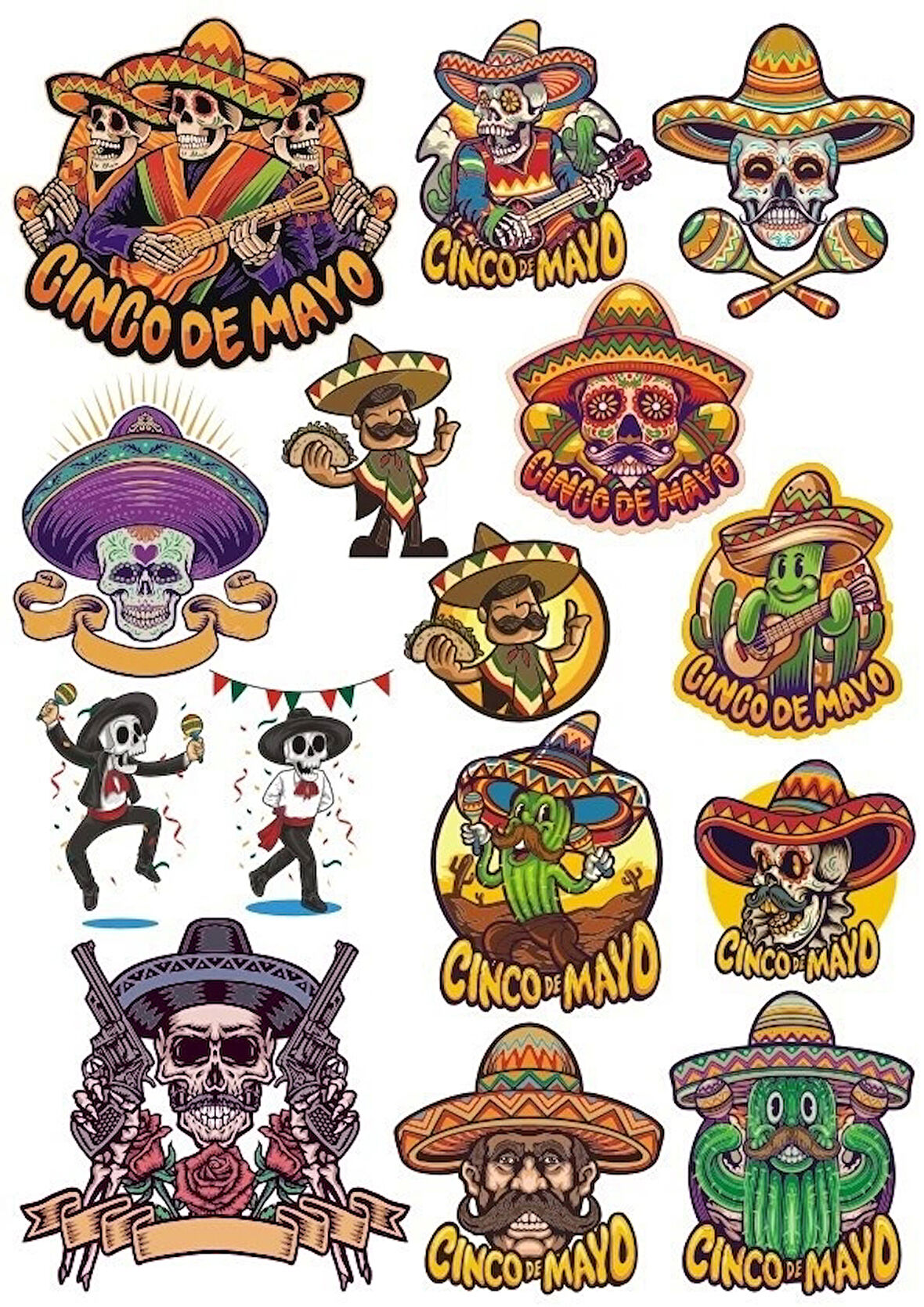 Meksika Temalı Sticker Set-3 15 Parça Telefon, Tablet, Defter, Laptop Sticker