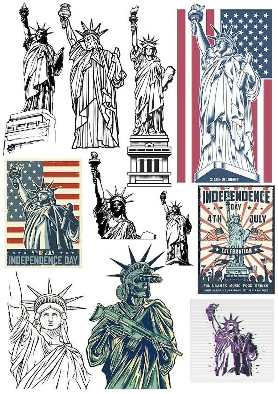 Özgürlük Anıtı Sticker Set 11 Parça Telefon, Tablet, Defter, Laptop Sticker