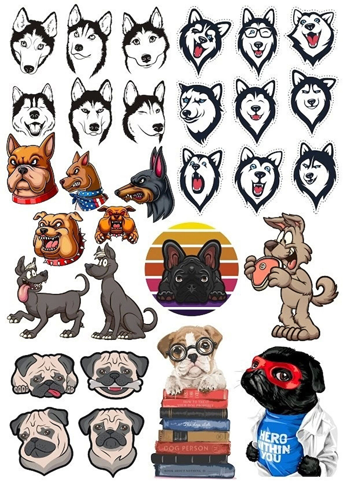 Sevimli Köpekler Sticker Set 25 Parça Telefon, Tablet, Defter, Laptop Sticker