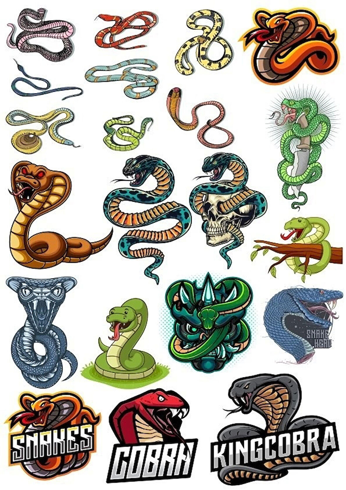 Yılan Cobra Sticker-2 17 Parça Telefon, Tablet, Defter, Laptop Sticker