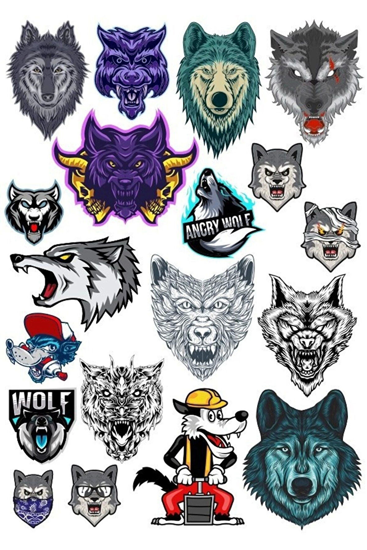 Kurt Wolf Sticker Set-4 17 Parça Telefon, Tablet, Defter, Laptop Sticker