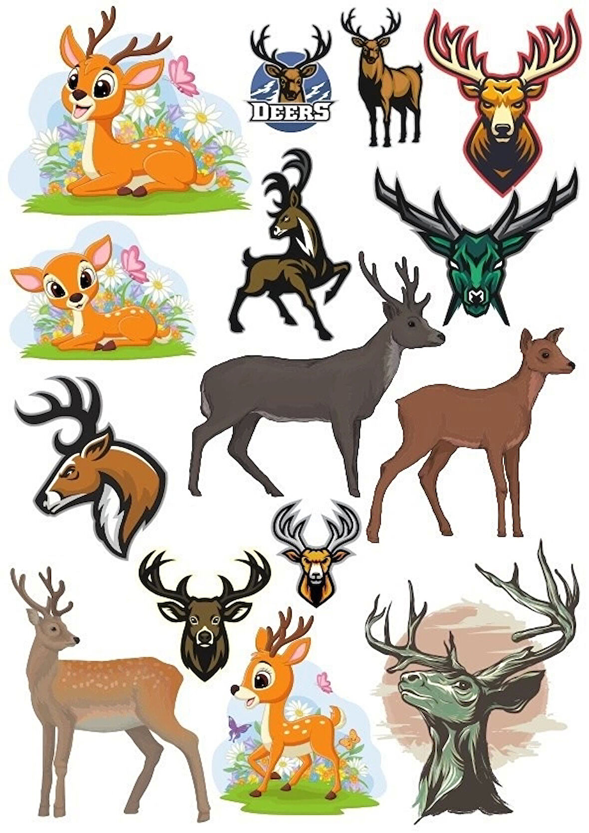 Geyik Sticker Set-2 17 Parça Telefon, Tablet, Defter, Laptop Sticker