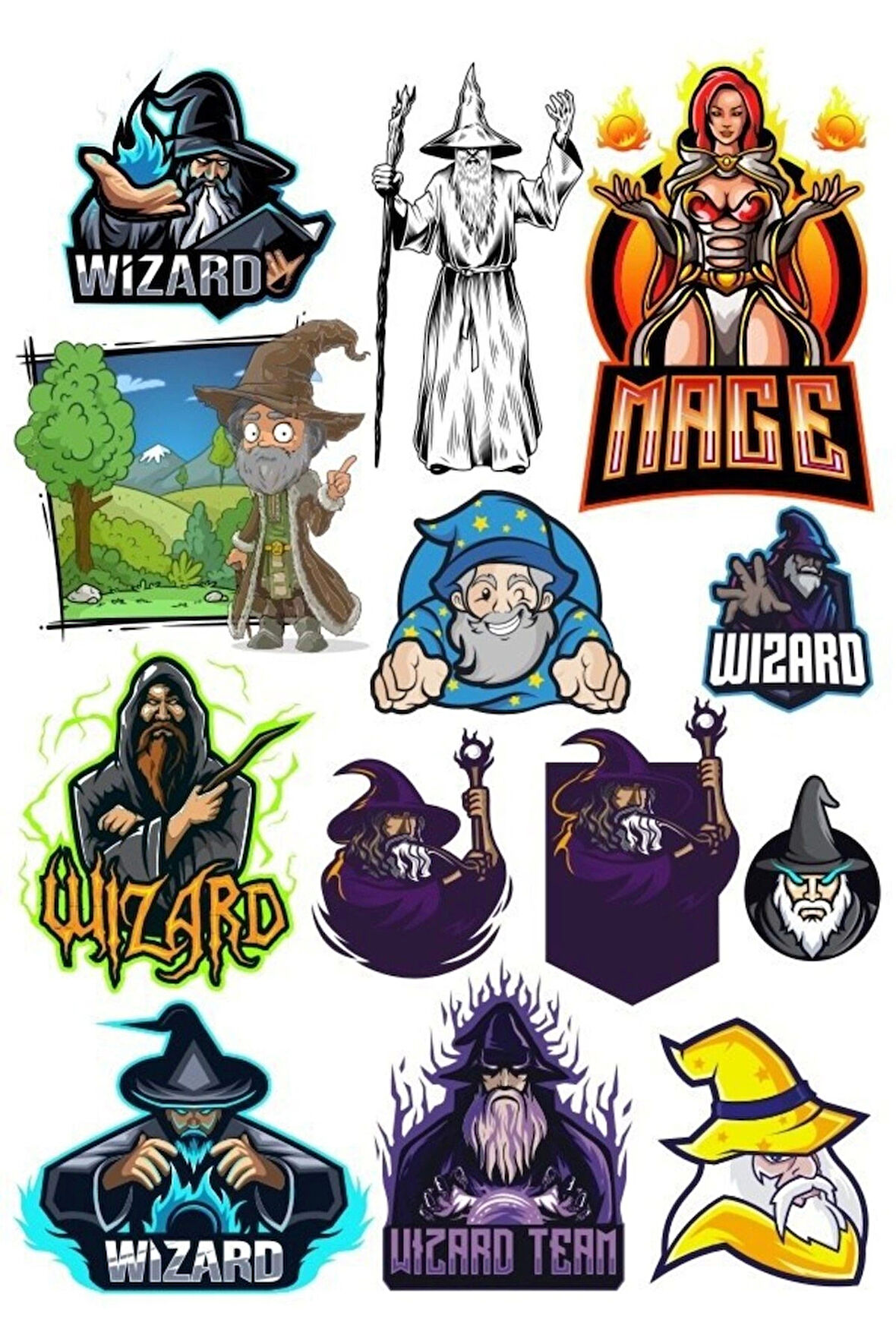 Büyücü Mage Sticker Set 13 Parça Telefon, Tablet, Defter, Laptop Sticker