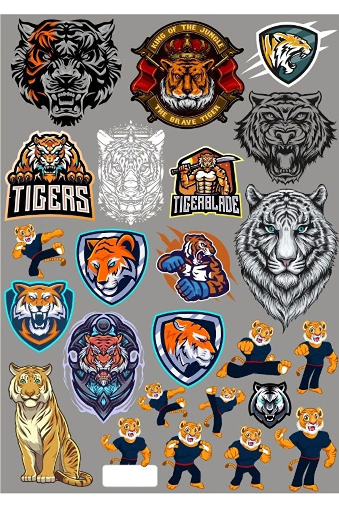 Kaplan ve Aslanlar Sticker Set 25 Parça Telefon, Tablet, Defter, Laptop Sticker