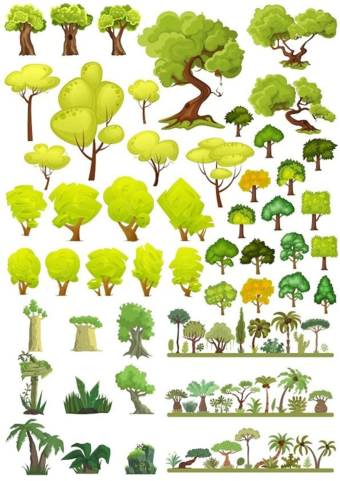 Ağaçlar Sticker Set-5 27 Parça Telefon, Tablet, Defter, Laptop Sticker