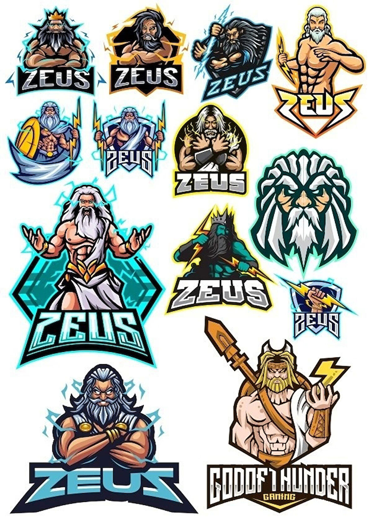 Zeus Sticker Set-2 13 Parça Telefon, Tablet, Defter, Laptop Sticker