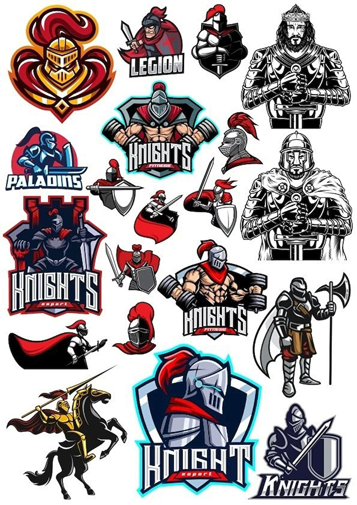 Knight Şövalye Sticker Set-10 25 Parça Telefon, Tablet, Defter, Laptop Sticker