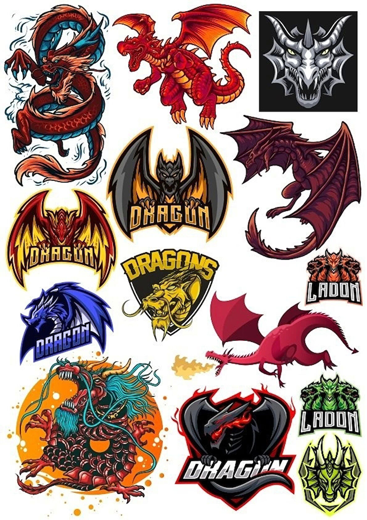 Dragon Ejderha Sticker Set-13 14 Parça Telefon, Tablet, Defter, Laptop Sticker