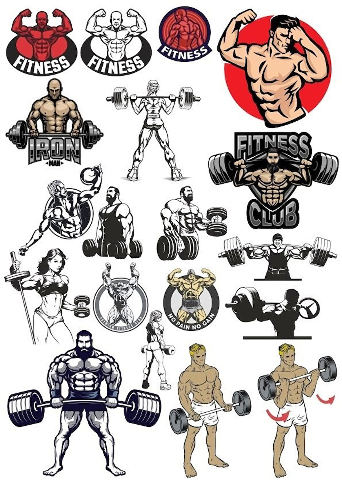 Fitnes GYM Halter Sticker Set 13 Parça Telefon, Tablet, Defter, Laptop Sticker
