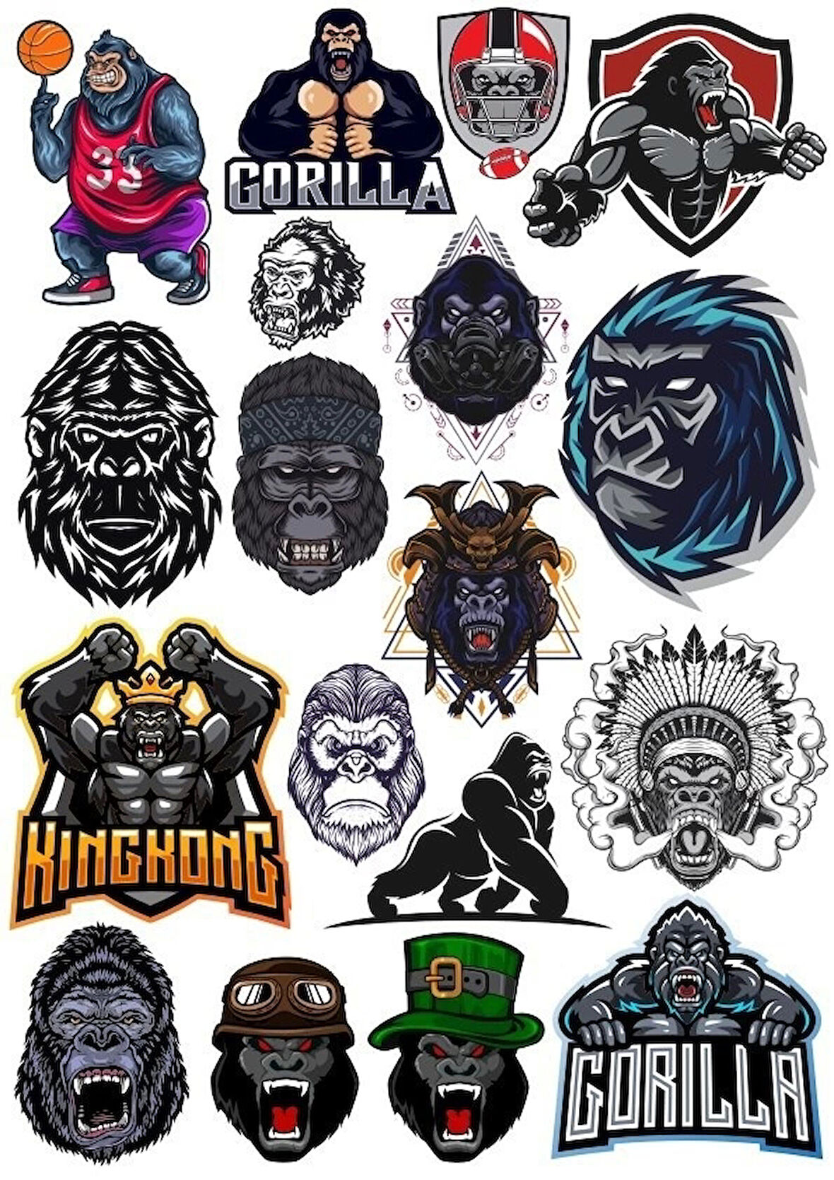 Goril Sticker Set-8 20 Parça Telefon, Tablet, Defter, Laptop Sticker