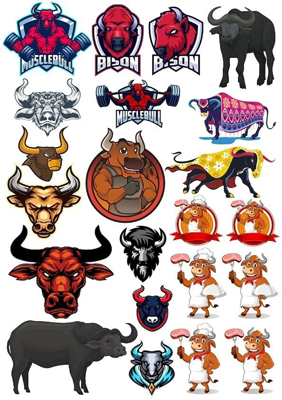 Boğa Stciker Set-16 16 Parça Telefon, Tablet, Defter, Laptop Sticker