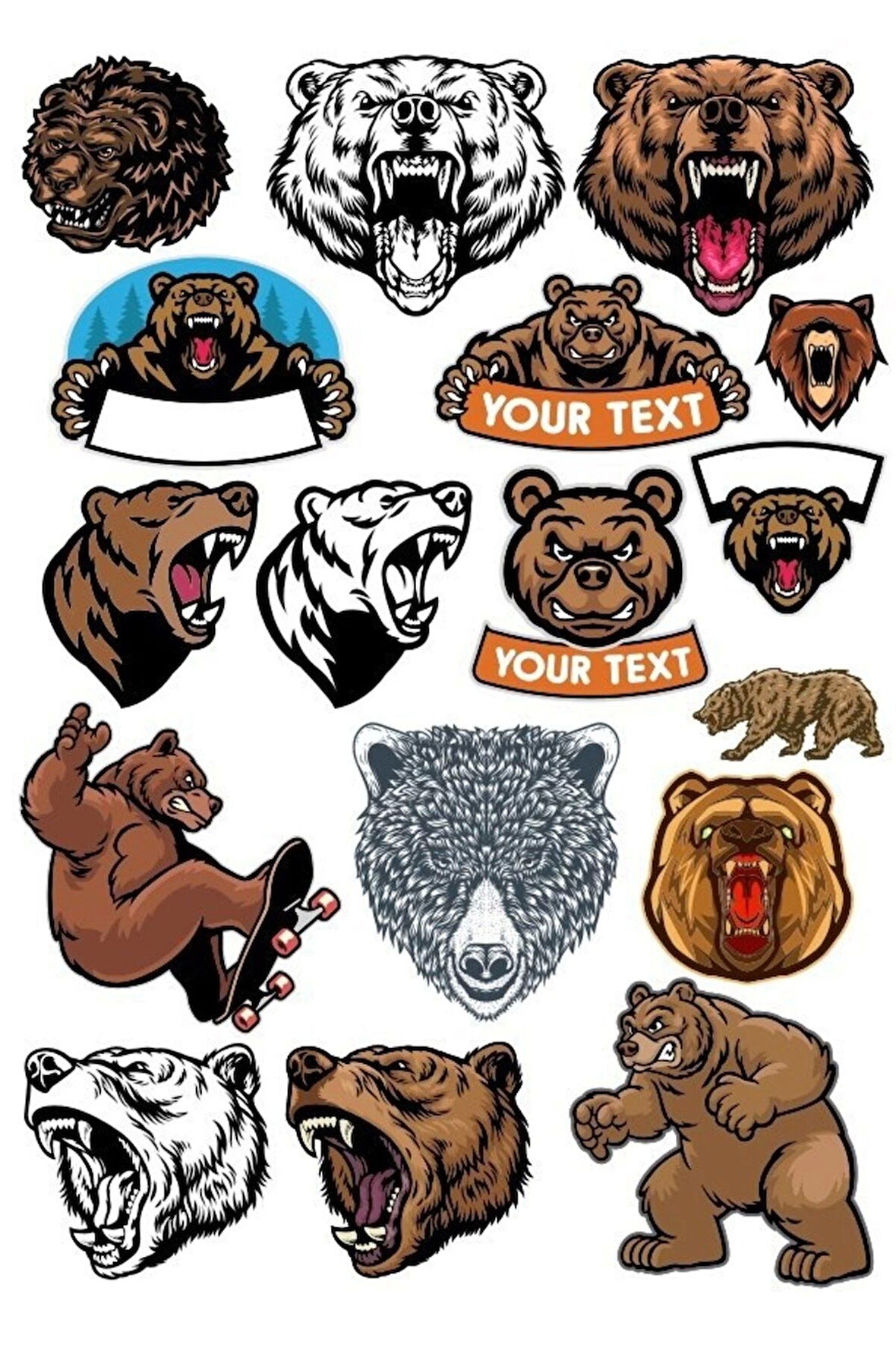 Ayı Sticker Set-17 13 Parça Telefon, Tablet, Defter, Laptop Sticker