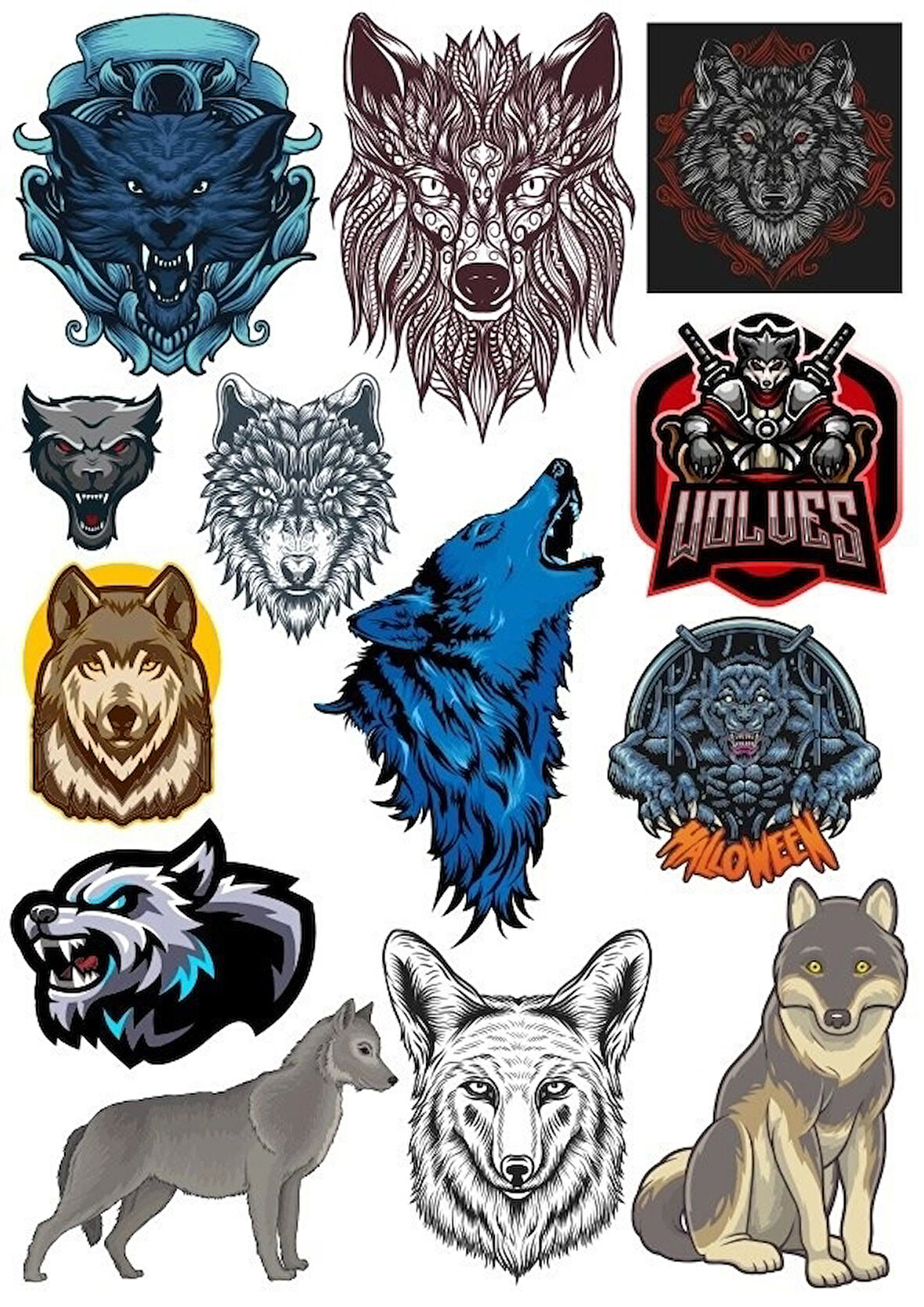 Kurt Wolf Sticker Set-13 14 Parça Telefon, Tablet, Defter, Laptop Sticker