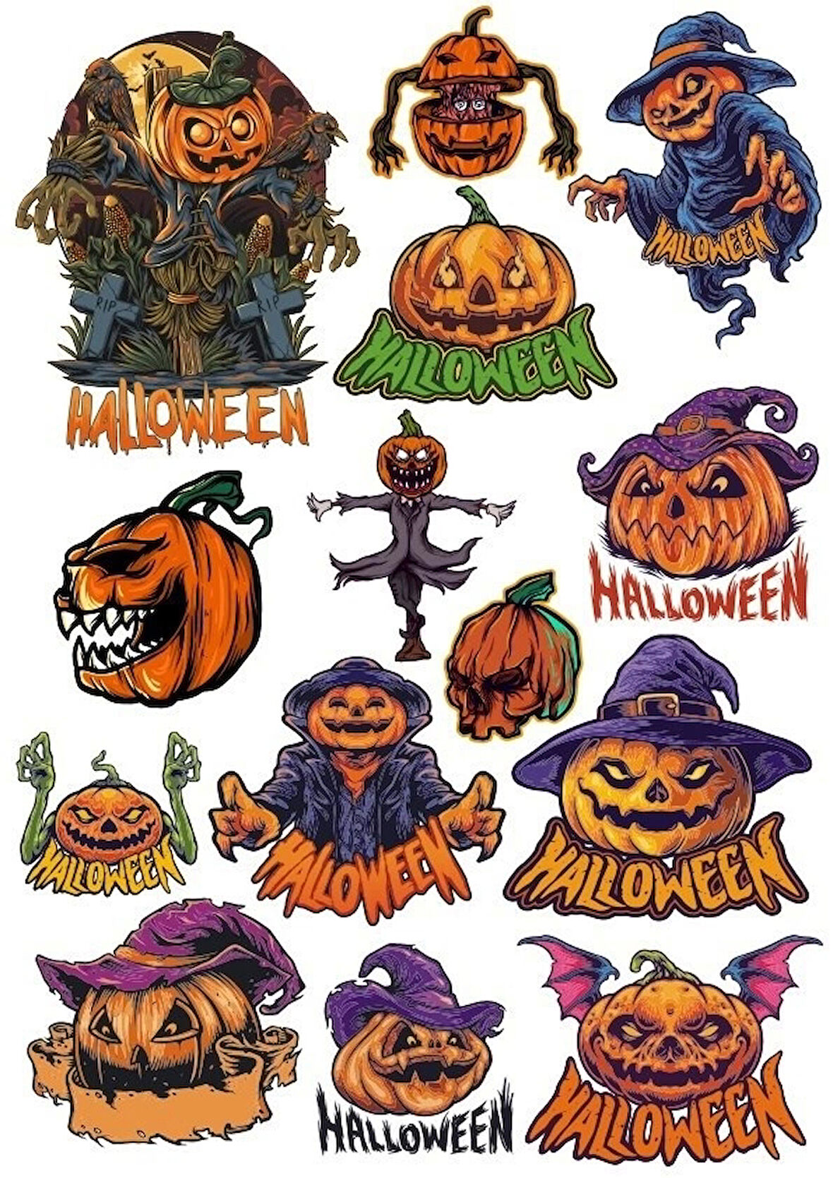 Happy Hallowen Sticker Set 14 Parça Telefon, Tablet, Defter, Laptop Sticker