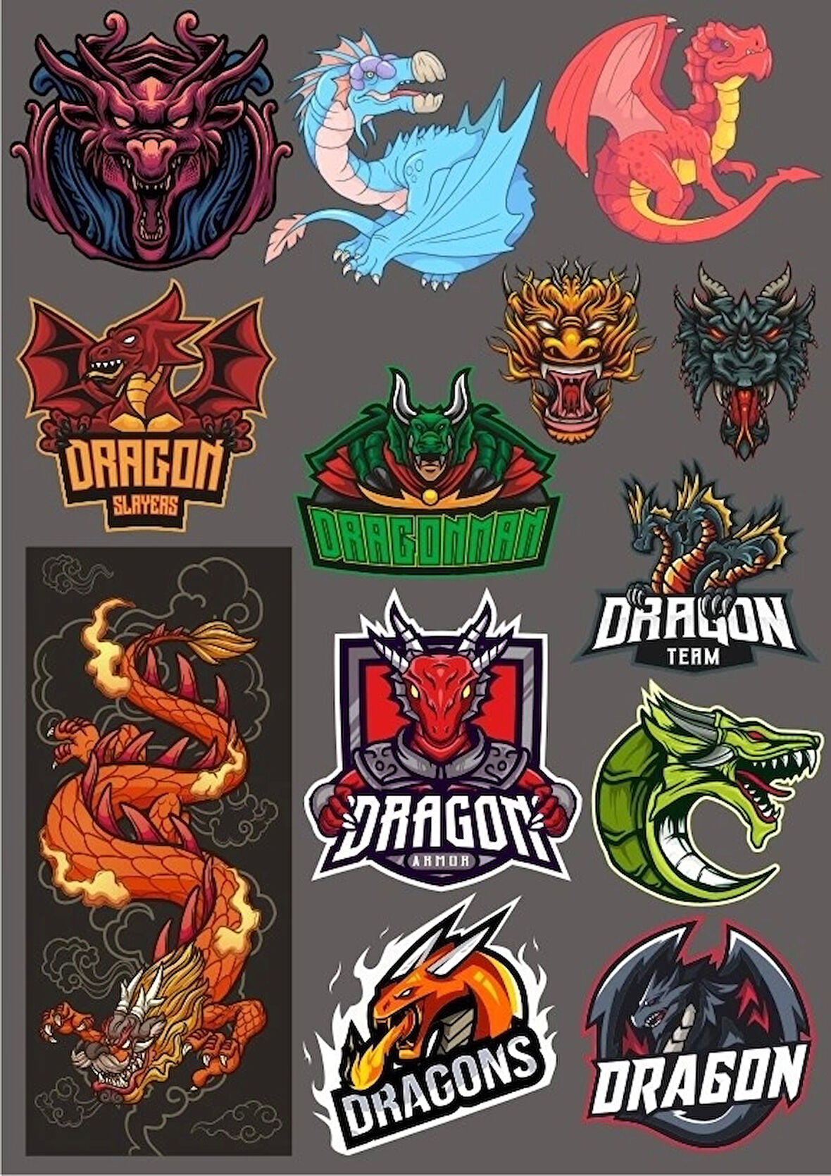 Dragon Ejderaha Sticker -3 13 Parça Telefon, Tablet, Defter, Laptop Sticker