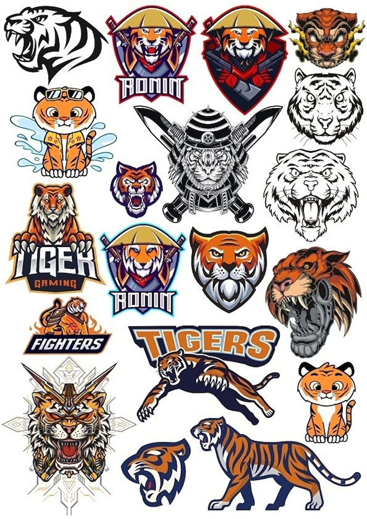 Tiger Kaplan Sticker Set-3 15 Parça Telefon, Tablet, Defter, Laptop Sticker