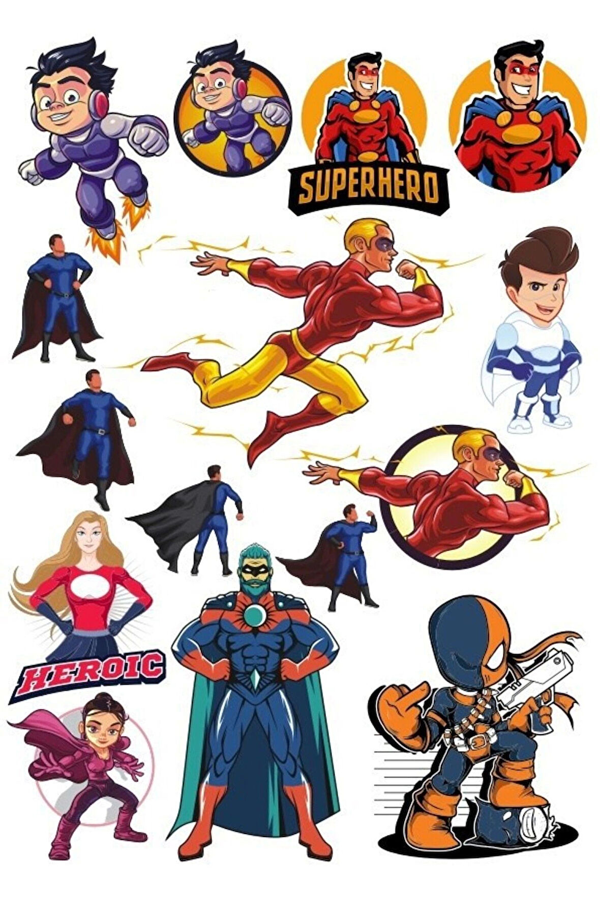 Süper Kahramanlar Sticker Set-1 15 Parça Telefon, Tablet, Defter, Laptop Sticker