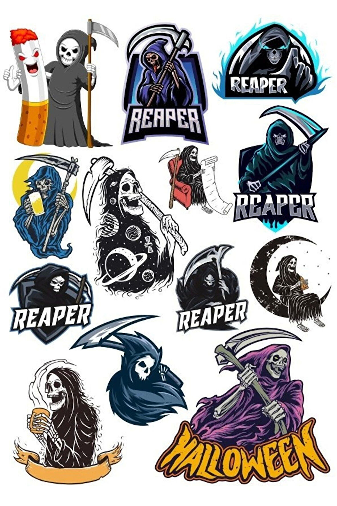 Cellat ve Hallowen Sticker Set 13 Parça Telefon, Tablet, Defter, Laptop Sticker