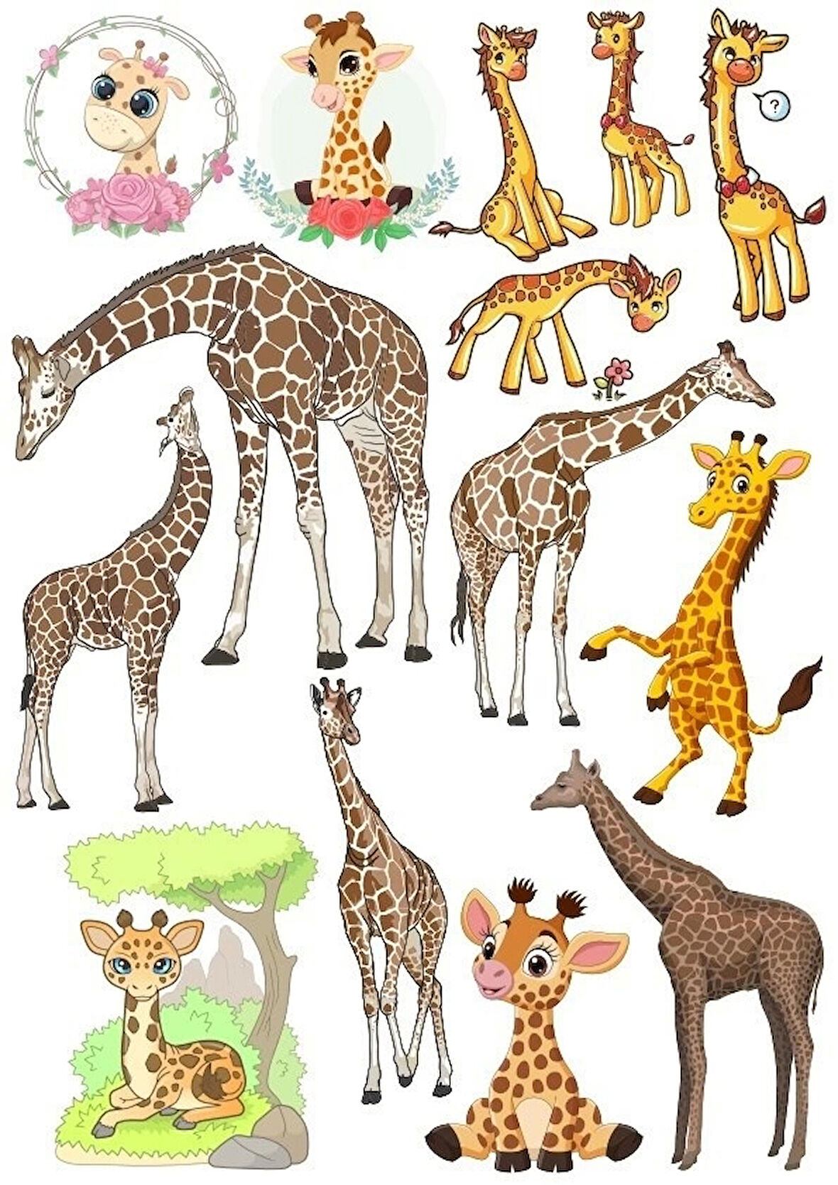 Zürafa Sticker Set-1 13 Parça Telefon, Tablet, Defter, Laptop Sticker