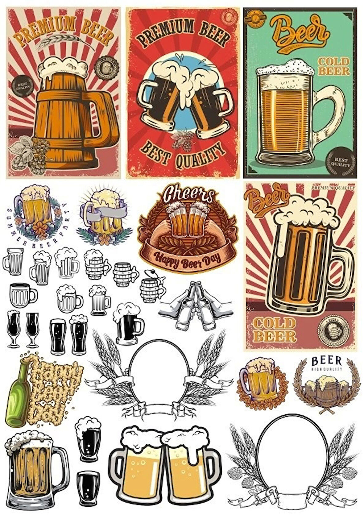 Retro Bira Sticker Set 20 Parça Telefon, Tablet, Defter, Laptop Sticker