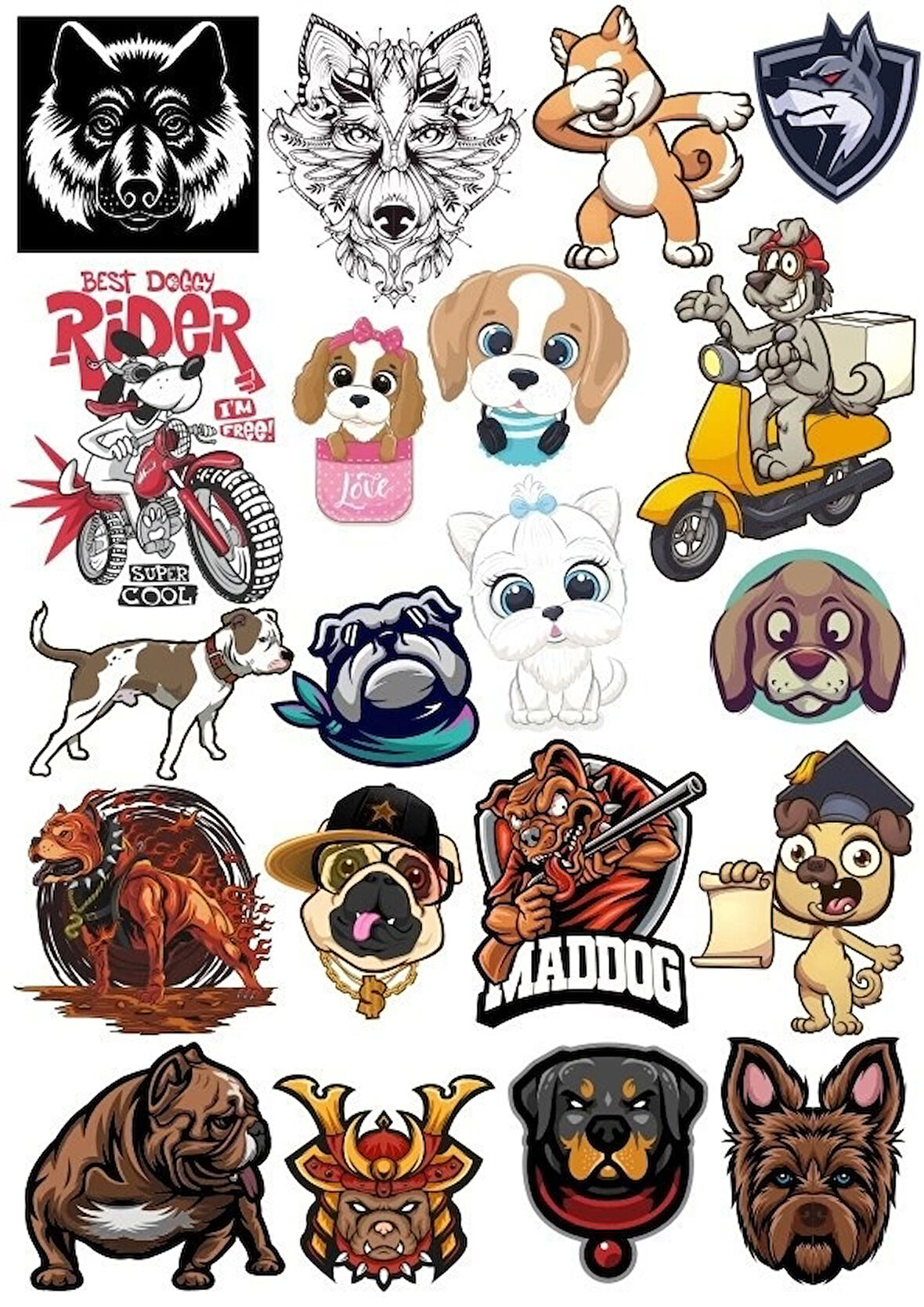 Köpek Sticker Set 16 20 Parça Telefon, Tablet, Defter, Laptop Sticker