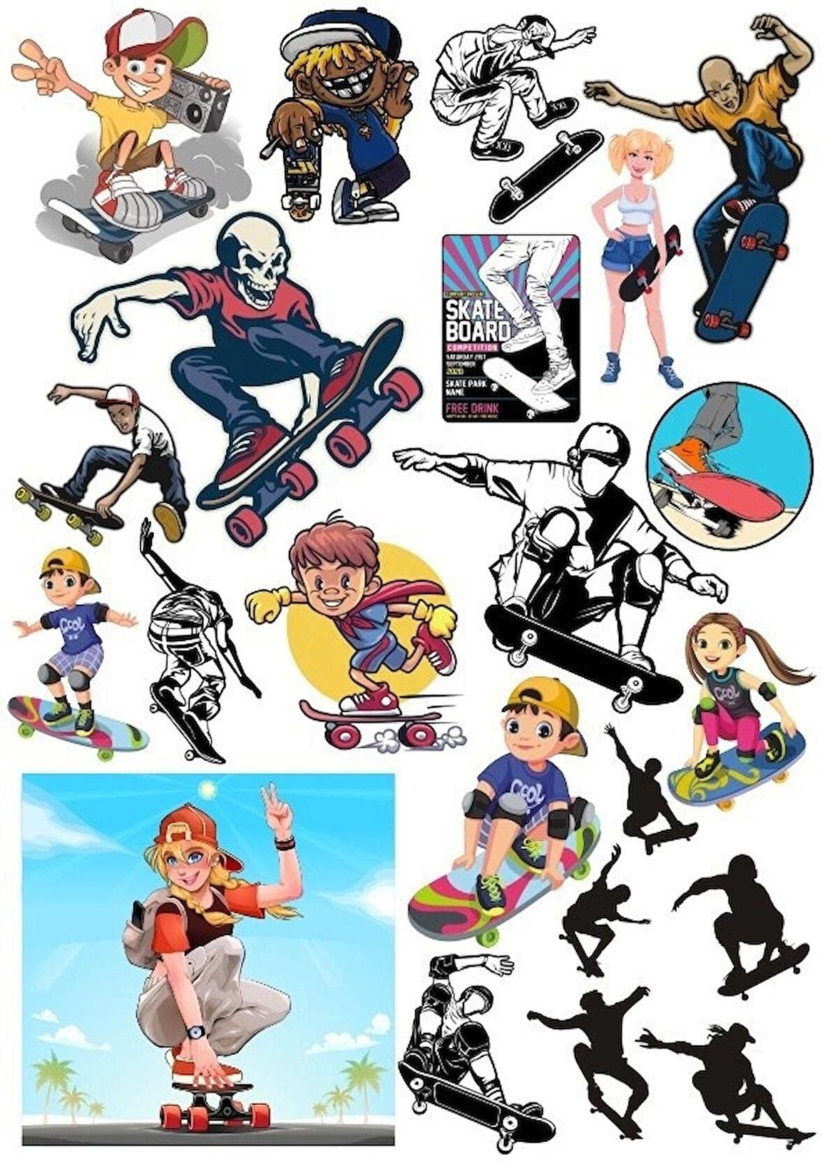 Kaykay Sticker Set 25 Parça Telefon, Tablet, Defter, Laptop Sticker