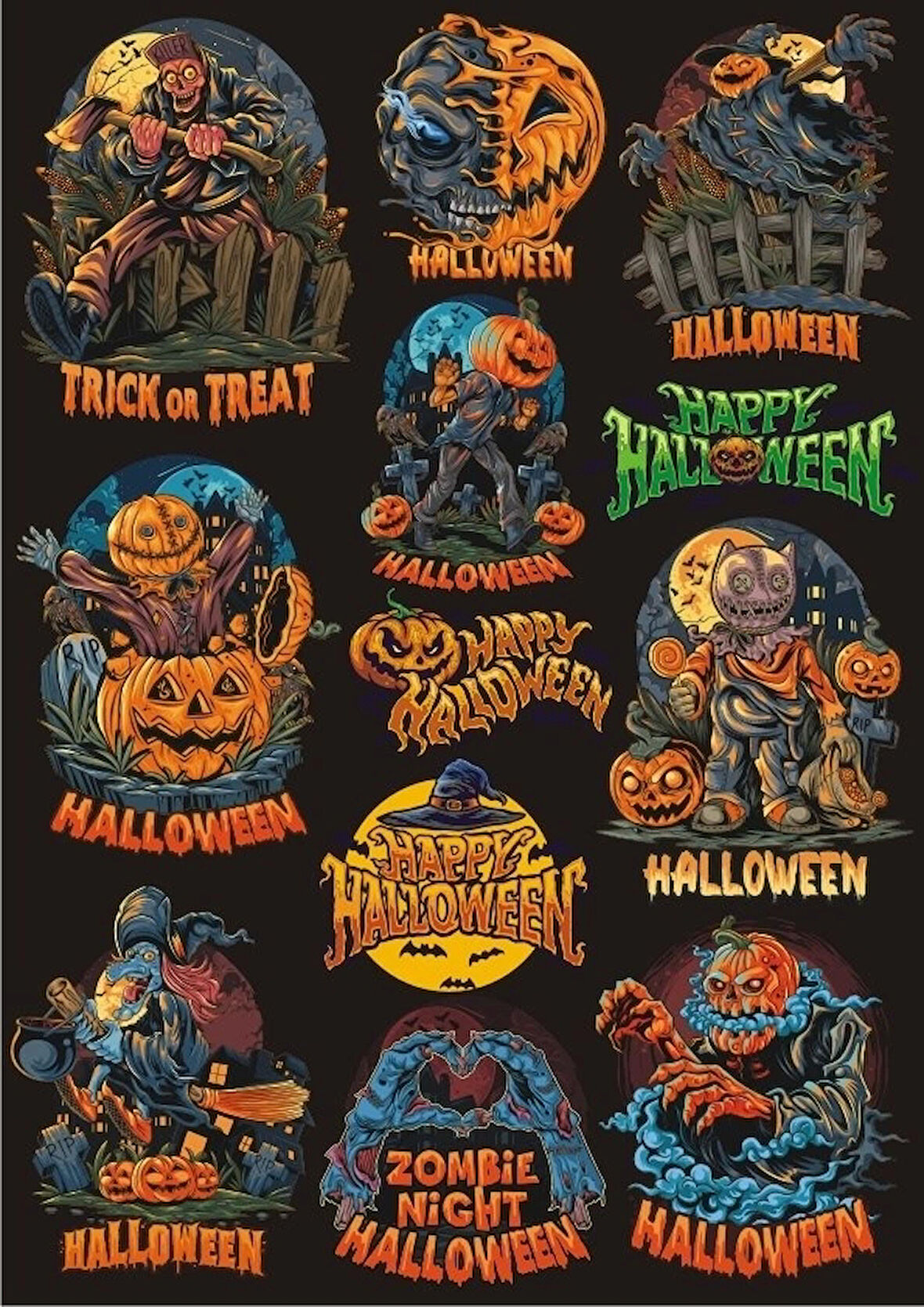 Hallowen Sticker Set 8 12 Parça Telefon, Tablet, Defter, Laptop Sticker