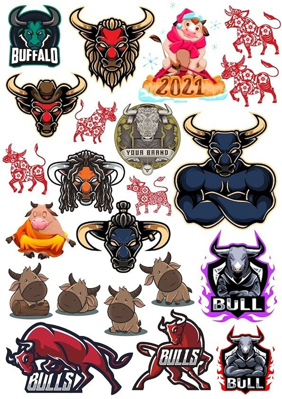 Boğa Sticker Set 20 Parça Telefon, Tablet, Defter, Laptop Sticker