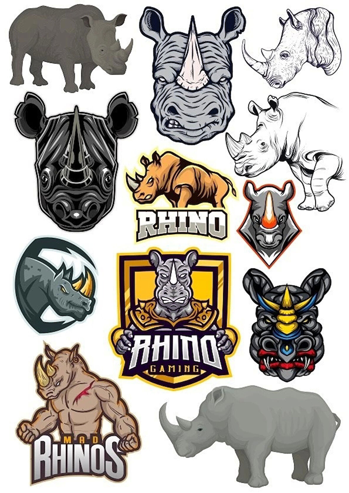 Gergedan Sticker Set 11 15 Parça Telefon, Tablet, Defter, Laptop Sticker