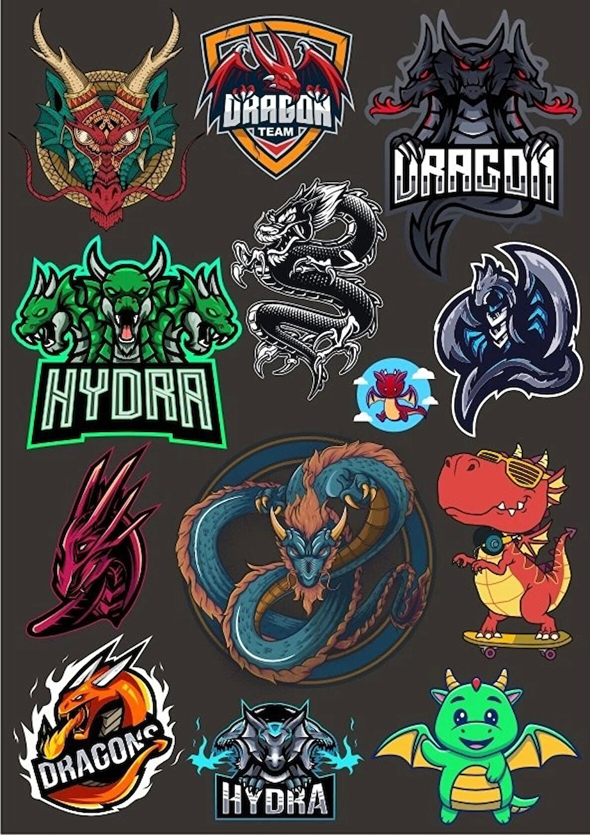 Ejderhalar Sticker Set 11 14 Parça Telefon, Tablet, Defter, Laptop Sticker