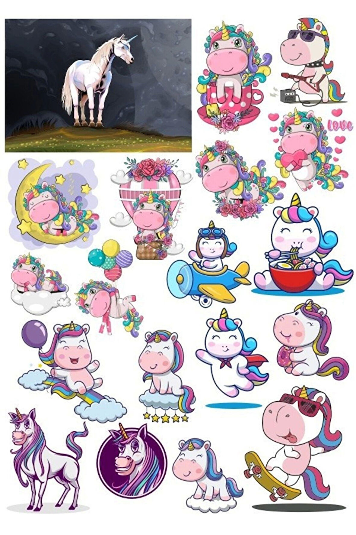 Unicorn Sticker Set 11 20 Parça Telefon, Tablet, Defter, Laptop Sticker