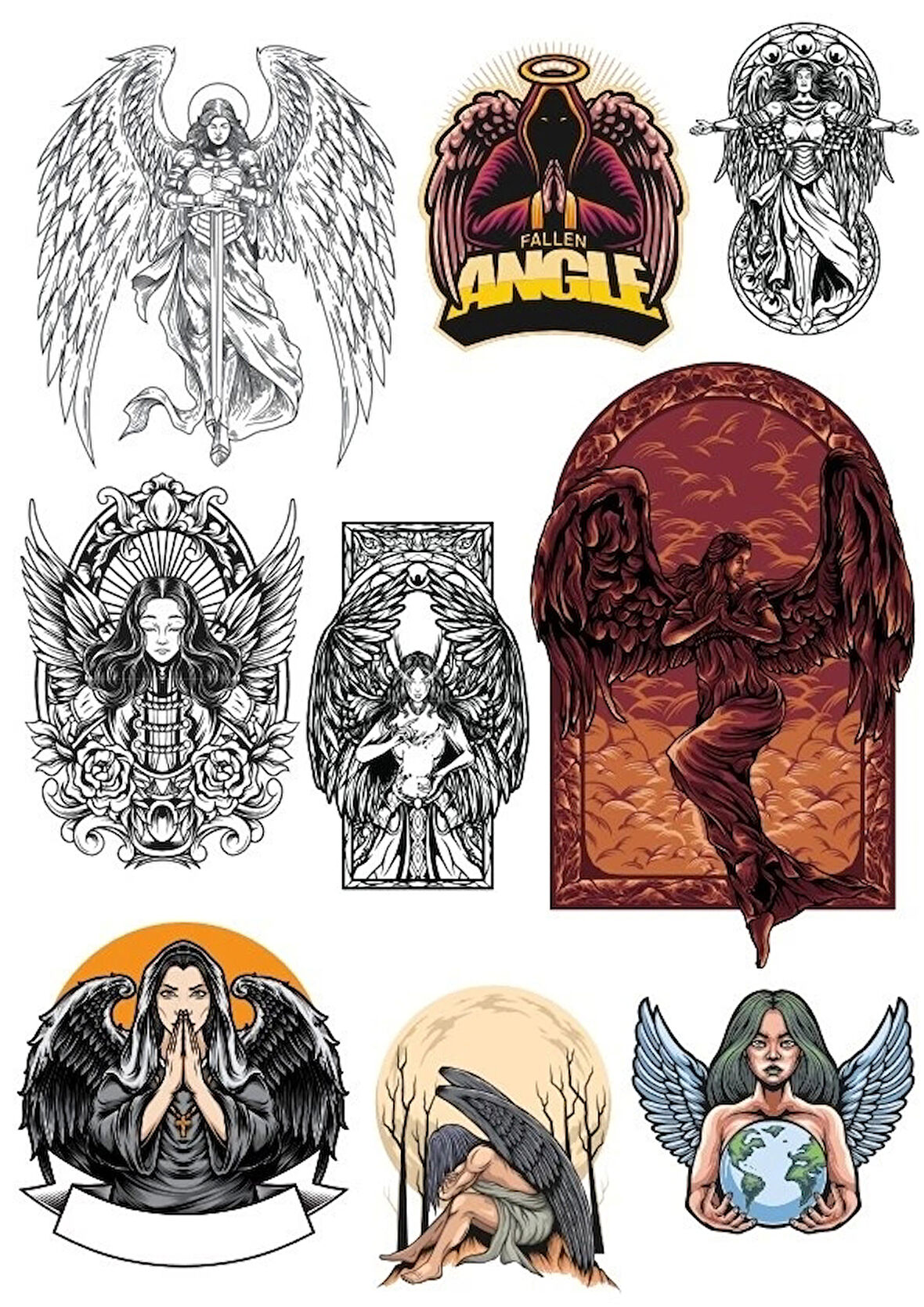 Düşmüş Melek Sticker Set 9 Parça Telefon, Tablet, Defter, Laptop Sticker